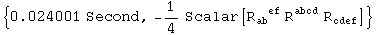 {0.024001 Second, -1/4 Scalar[R_ab  ^(  ef) R_    ^abcd R_cdef^    ]}