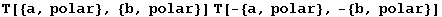 T[{a, polar}, {b, polar}] T[-{a, polar}, -{b, polar}]