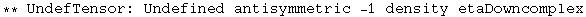 ** UndefTensor: Undefined antisymmetric -1 density etaDowncomplex