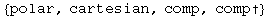 {polar, cartesian, comp, comp†}