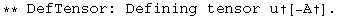 ** DefTensor: Defining tensor u†[-A†] . 