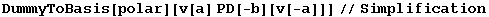 DummyToBasis[polar][v[a] PD[-b][v[-a]]]//Simplification