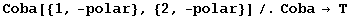 Coba[{1, -polar}, {2, -polar}]/.Coba→ T