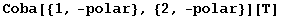 Coba[{1, -polar}, {2, -polar}][T]