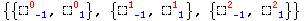 {{□_ ( -1)^0 , □_ ( 1)^0 }, {□_ ( -1)^1 , □_ ( 1)^1 }, {□_ ( -1)^2 , □_ ( 1)^2 }}