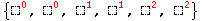 {□_ ^0, □_ ^0, □_ ^1, □_ ^1, □_ ^2, □_ ^2}