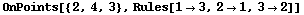 OnPoints[{2, 4, 3}, Rules[1→3, 2→1, 3→2]]