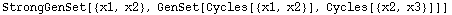 StrongGenSet[{x1, x2}, GenSet[Cycles[{x1, x2}], Cycles[{x2, x3}]]]