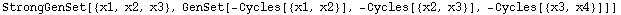 StrongGenSet[{x1, x2, x3}, GenSet[-Cycles[{x1, x2}], -Cycles[{x2, x3}], -Cycles[{x3, x4}]]]