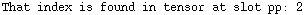 That index is found in tensor at slot pp: 2