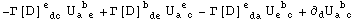 -Γ[D] _ ( dc)^e   U_ (a e)^( b ) + Γ[D] _ ( de)^b   U_ (a c)^( e ) - Γ[D] _ ( da)^e   U_ (e c)^( b ) + ∂_d^ U_ (a c)^( b )