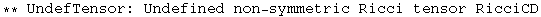 ** UndefTensor: Undefined non-symmetric Ricci tensor RicciCD