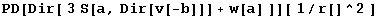 PD[Dir[ 3S[a, Dir[v[-b]]] + w[a] ]][ 1/r[]^2 ]