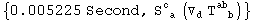 {0.005225 Second, S_ ( a)^c  (▽_d^ T_ (  b)^ab )}