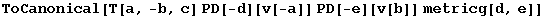 ToCanonical[T[a, -b, c] PD[-d][v[-a]] PD[-e][v[b]] metricg[d, e]]