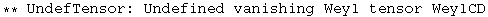 ** UndefTensor: Undefined vanishing Weyl tensor WeylCD