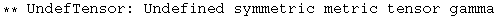 ** UndefTensor: Undefined symmetric metric tensor gamma