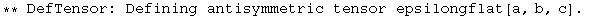 ** DefTensor: Defining antisymmetric tensor epsilongflat[a, b, c] . 