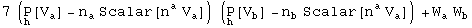 7 (Underscript[P, h][V_a^ ] - n_a^  Scalar[n_ ^a V_a^ ]) (Underscript[P, h][V_b^ ] - n_b^  Scalar[n_ ^a V_a^ ]) + W_a^  W_b^ 