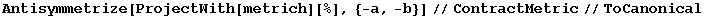 Antisymmetrize[ProjectWith[metrich][%], {-a, -b}]//ContractMetric//ToCanonical