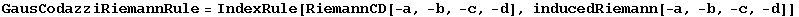 GausCodazziRiemannRule = IndexRule[RiemannCD[-a, -b, -c, -d], inducedRiemann[-a, -b, -c, -d]]