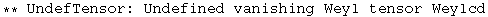 ** UndefTensor: Undefined vanishing Weyl tensor Weylcd