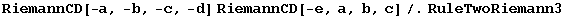 RiemannCD[-a, -b, -c, -d] RiemannCD[-e, a, b, c]/.RuleTwoRiemann3