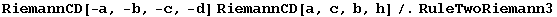 RiemannCD[-a, -b, -c, -d] RiemannCD[a, c, b, h]/.RuleTwoRiemann3