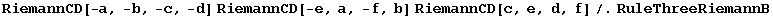 RiemannCD[-a, -b, -c, -d] RiemannCD[-e, a, -f, b] RiemannCD[c, e, d, f]/.RuleThreeRiemannB