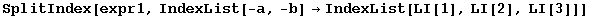 SplitIndex[expr1, IndexList[-a, -b] →IndexList[LI[1], LI[2], LI[3]]]