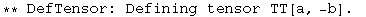 ** DefTensor: Defining tensor TT[a, -b] . 