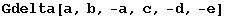 Gdelta[a, b, -a, c, -d, -e]