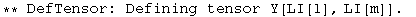 ** DefTensor: Defining tensor Y[LI[l], LI[m]] . 