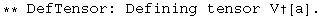 ** DefTensor: Defining tensor V†[a] . 