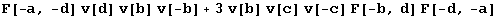 F[-a, -d] v[d] v[b] v[-b] + 3v[b] v[c] v[-c] F[-b, d] F[-d, -a]