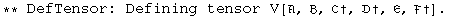 ** DefTensor: Defining tensor V[, , ℭ†, †, , †] . 