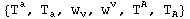 {T_ ^a, T_a^ , w_v^ , w_ ^v, T_ ^A, T_A^ }