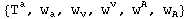 {T_ ^a, w_a^ , w_v^ , w_ ^v, w_ ^A, w_A^ }