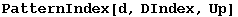 PatternIndex[d, DIndex, Up]
