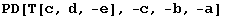 PD[T[c, d, -e], -c, -b, -a]